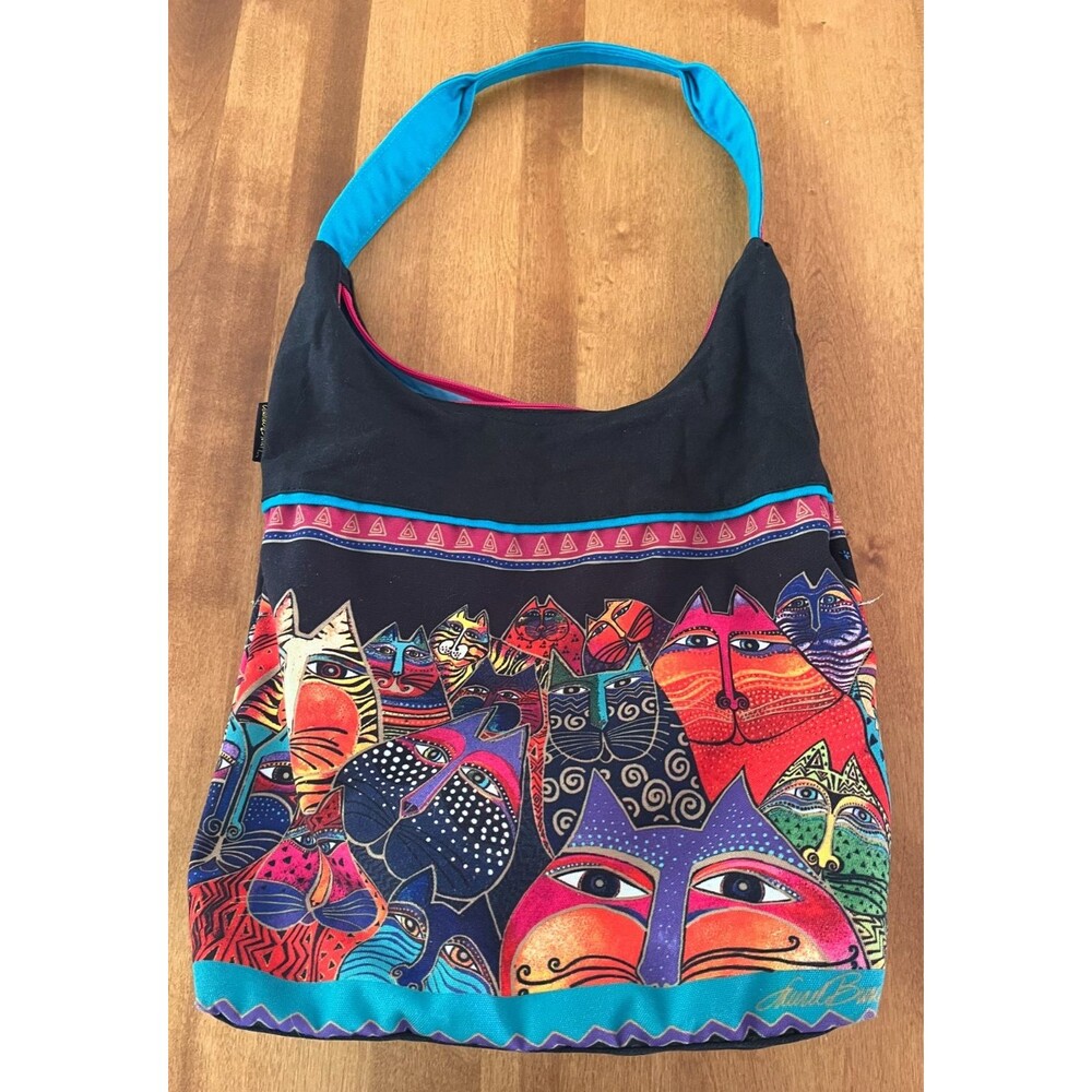 Laurel Burch Fantasticats Cat Pattern Shoulder Bag Purse Beaded READ - Picture 5 of 9
